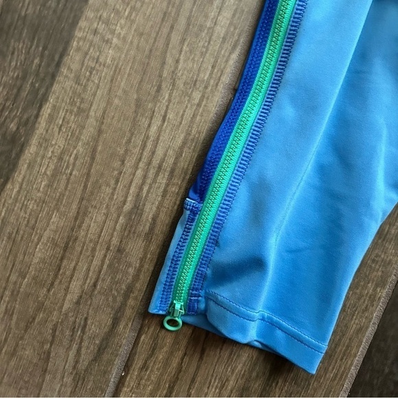 Adidas x Stella McCartney Blue Cropped Leggings Zip Up Sides Sz XS - Picture 8 of 10